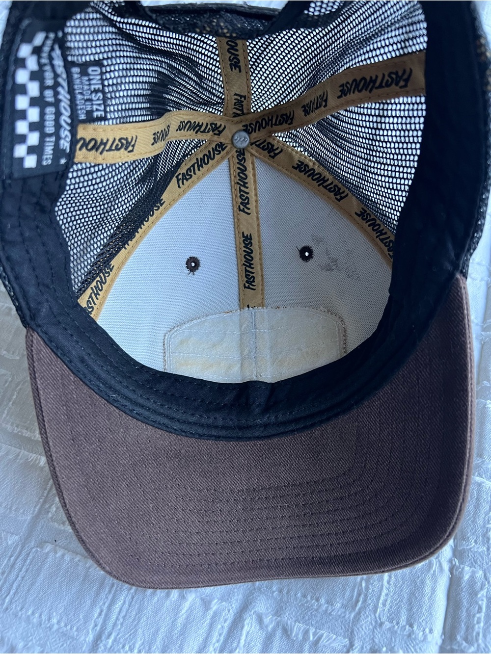 Fasthouse Bait N’ Tackle Trucker Hat Brown Black Snapback EUC - Picture 7 of 8